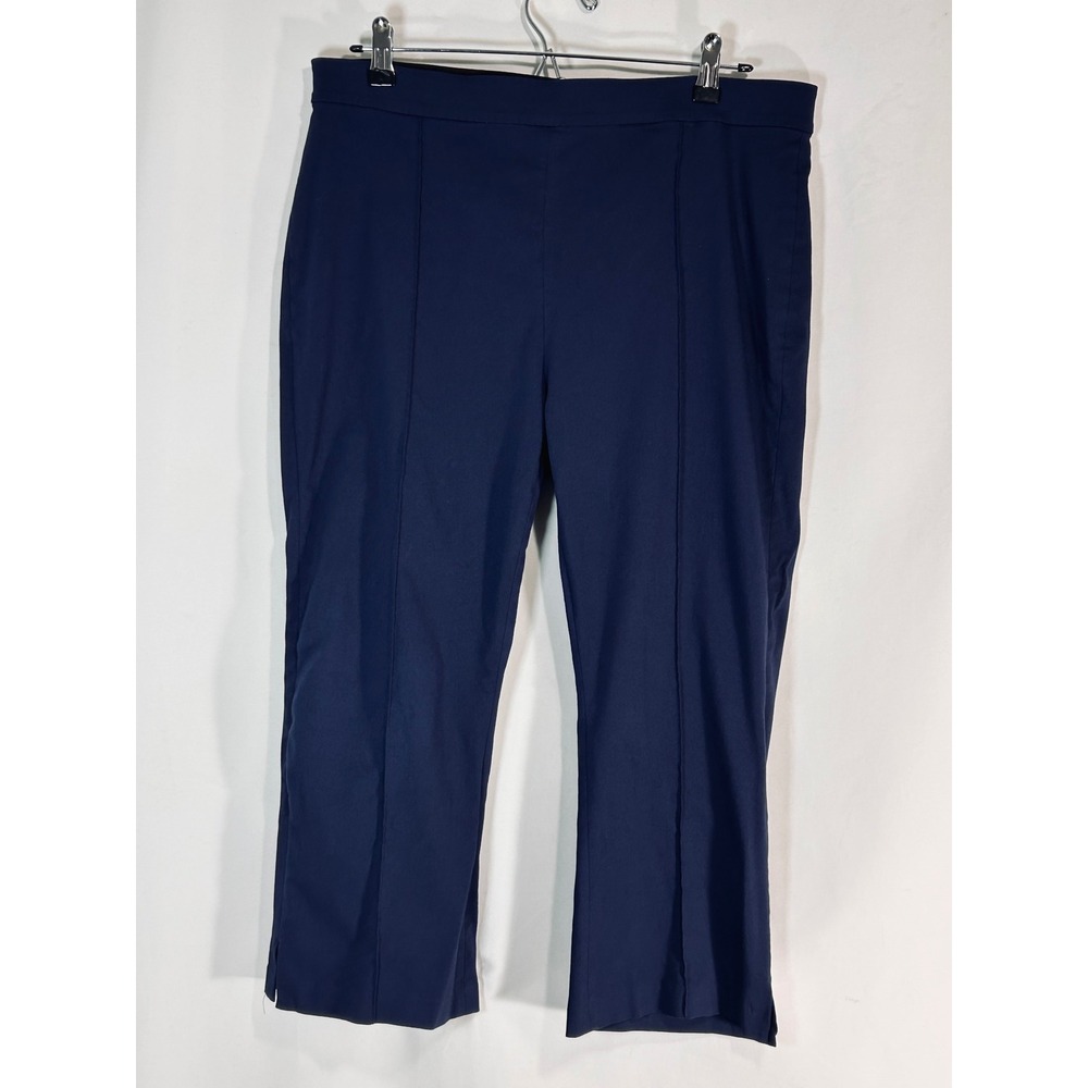 Michael Kors Womens Navy Blue Cropped Trousers Stitched‎ Crease Pants Size L